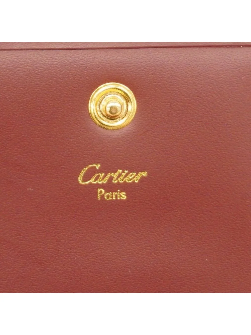 Cartier Coin Purse Must Leather Bordeaux Gold